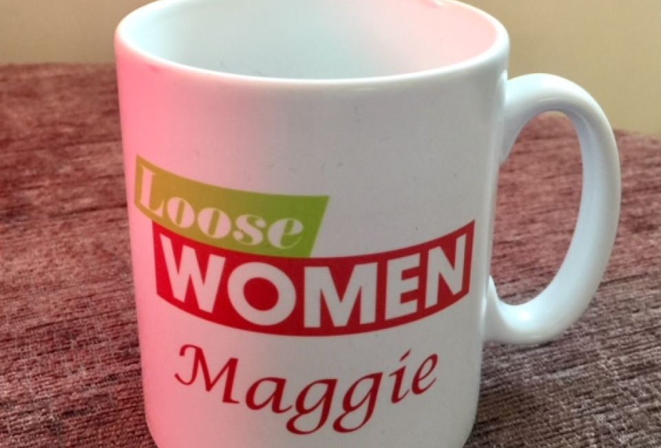 Maggie’s Loose Women mug from her many interviews 